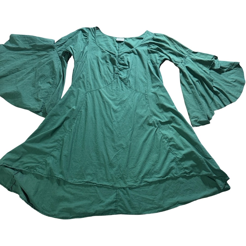 HolyClothing Tunic Dress Womens 2X Green Good Bell Sleeve Boho Renaissance A027